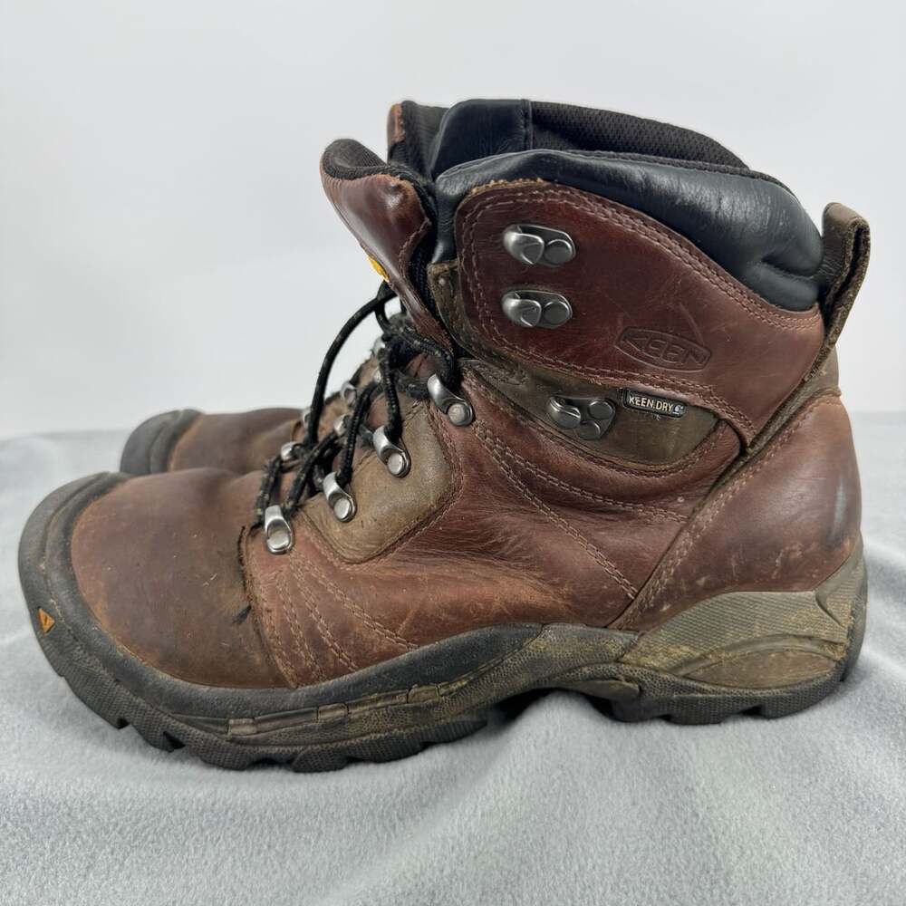 KEEN Mens 10 Leather Waterproof Hiking Boots Brown KEEN.DRY 1002264